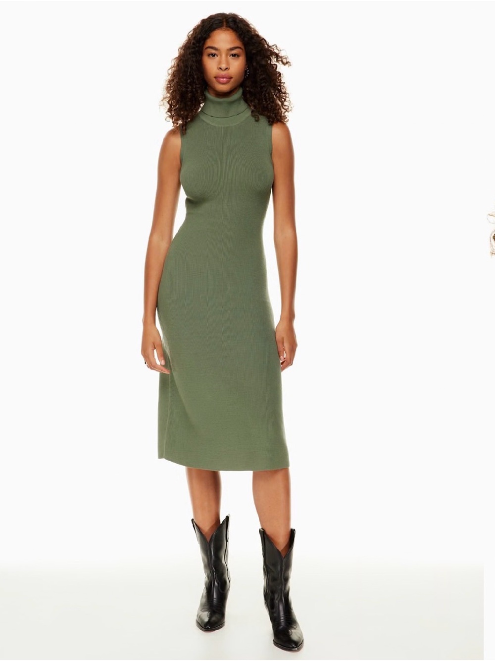 Wilfred Olive Green Sleeveless Turtleneck Maxi Dress